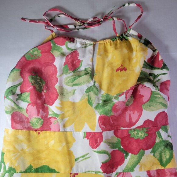 Ann Taylor Loft Yellow & Red Summer Casual Resort Floral Halter Dress Size 4 - Picture 2 of 7